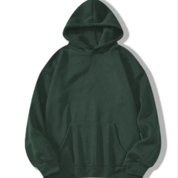 Kadın Kapüşonlu Kanguru Cepli 3 İplik Pamuklu Düz Hoodie Sweatshirt - Haki