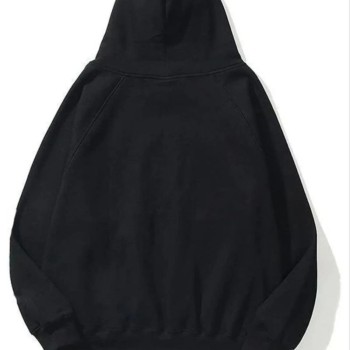 Kadın Kapüşonlu Kanguru Cepli 3 İplik Pamuklu Düz Hoodie Sweatshirt - Siyah