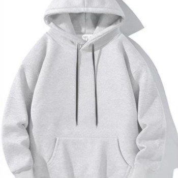 Kadın Kapüşonlu Kanguru Cepli 3 İplik Pamuklu Oversize Hoodie Sweatshirt -  Gri