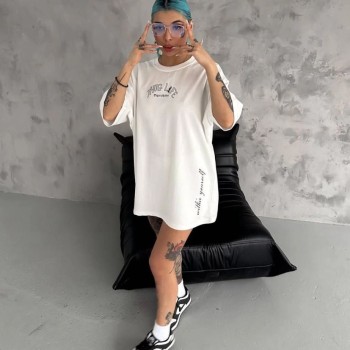 Kadın Kısa Kol Tişört Bisiklet Yaka Filistin Poşülü Baskılı T-Shirt - Beyaz