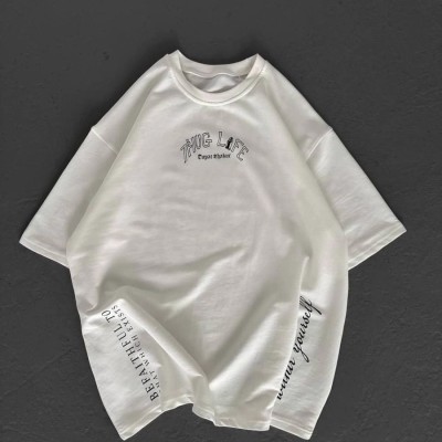 Kadın Kısa Kol Tişört Bisiklet Yaka Filistin Poşülü Baskılı T-Shirt - Beyaz