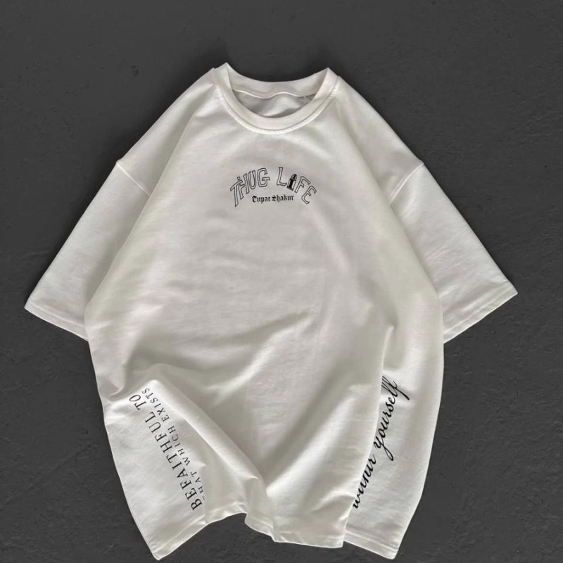 Kadın Kısa Kol Tişört Bisiklet Yaka Filistin Poşülü Baskılı T-Shirt - Beyaz