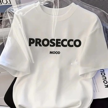 Kadın Kısa Kol Yazlık Tişört Bisiklet Yaka Baskılı Oversize T-Shirt - Beyaz