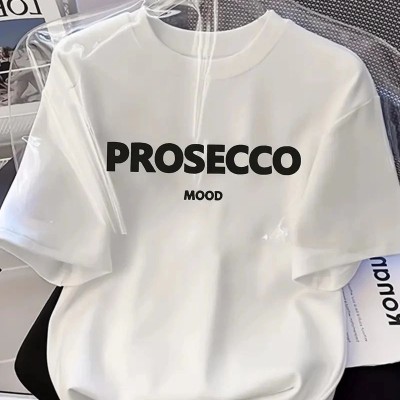 Kadın Kısa Kol Yazlık Tişört Bisiklet Yaka Baskılı Oversize T-Shirt - Beyaz