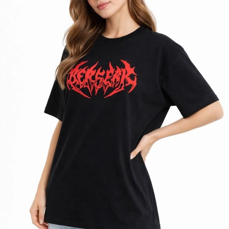 Kadın Kısa Kol Yazlık Tişört Bisiklet Yaka Baskılı Oversize T-Shirt -  Siyah