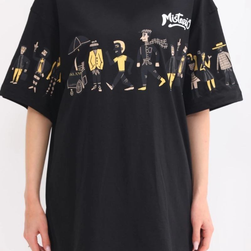 Kadın Kısa Kol Yazlık Tişört Bisiklet Yaka Baskılı Oversize T-Shirt - Siyah