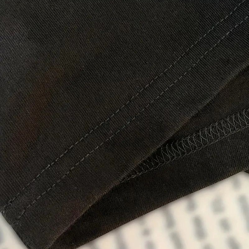 Kadın Kısa Kol Yazlık Tişört Bisiklet Yaka Baskılı Oversize T-Shirt - Siyah