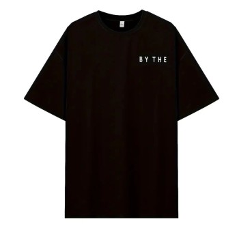 Kadın Kısa Kol Yazlık Tişört Bisiklet Yaka Okyanus Baskılı T-Shirt - Siyah