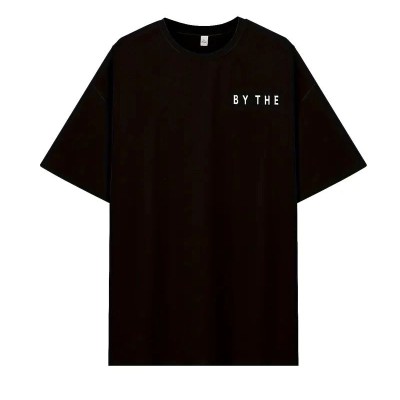 Kadın Kısa Kol Yazlık Tişört Bisiklet Yaka Okyanus Baskılı T-Shirt - Siyah