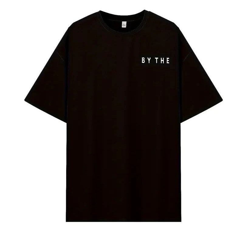 Kadın Kısa Kol Yazlık Tişört Bisiklet Yaka Okyanus Baskılı T-Shirt - Siyah