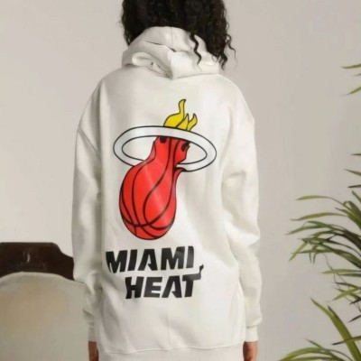 Kadın Oversize Kapüşonlu Cepli Baskılı 3 İplik Pamuklu Hoodie Sweatshirt - Beyaz