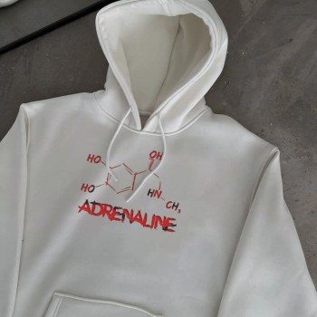 Kadın Oversize Kapüşonlu Cepli Baskılı 3 İplik Pamuklu Hoodie Sweatshirt - Beyaz