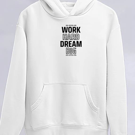 Kadın Oversize Kapüşonlu Cepli Baskılı 3 İplik Pamuklu Hoodie Sweatshirt - Beyaz