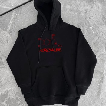 Kadın Oversize Kapüşonlu Cepli Baskılı 3 İplik Pamuklu Hoodie Sweatshirt - Siyah