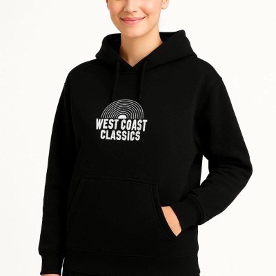 Kadın Oversize Kapüşonlu Cepli Baskılı 3 İplik Pamuklu Hoodie Sweatshirt - Siyah