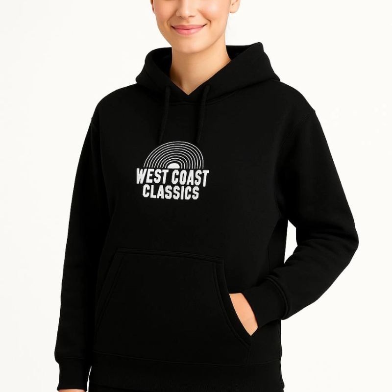 Kadın Oversize Kapüşonlu Cepli Baskılı 3 İplik Pamuklu Hoodie Sweatshirt - Siyah