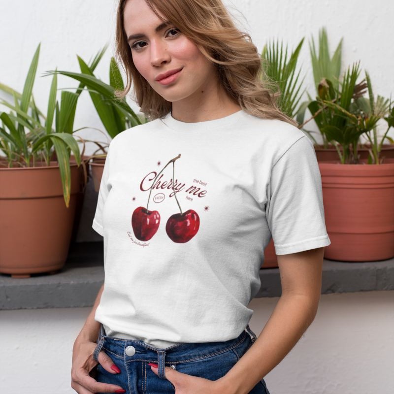 Kadın Özel Baskılı Modern Fit %100 Pamuk Bisiklet Yaka T-Shirt