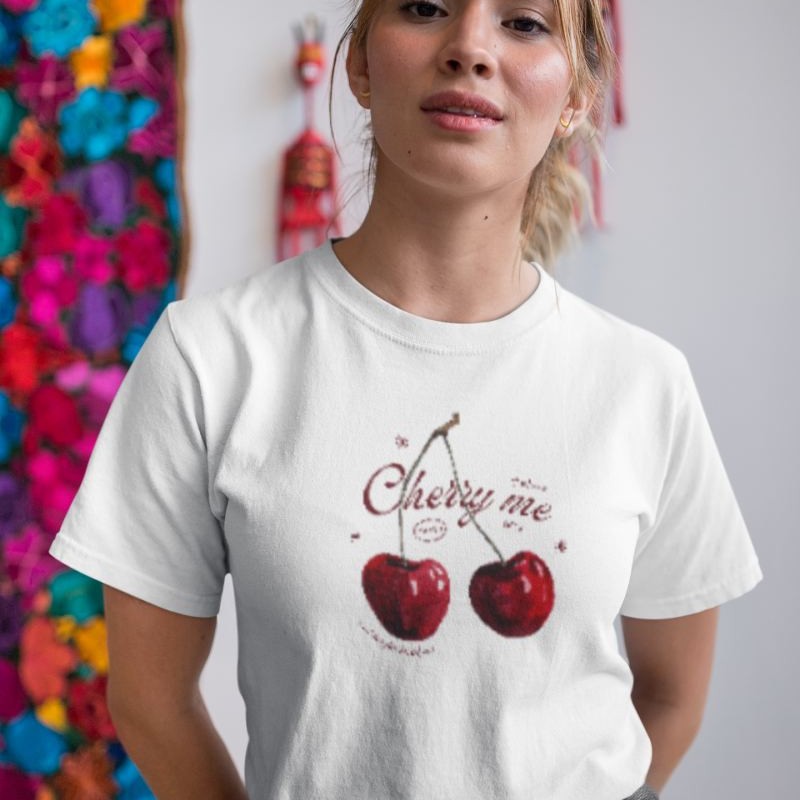 Kadın Özel Baskılı Modern Fit %100 Pamuk Bisiklet Yaka T-Shirt