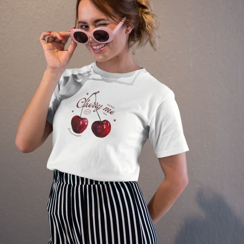 Kadın Özel Baskılı Modern Fit %100 Pamuk Bisiklet Yaka T-Shirt