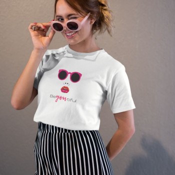 Kadın Özel Baskılı Modern Fit %100 Pamuk Bisiklet Yaka T-Shirt