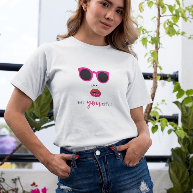 Kadın Özel Baskılı Modern Fit %100 Pamuk Bisiklet Yaka T-Shirt