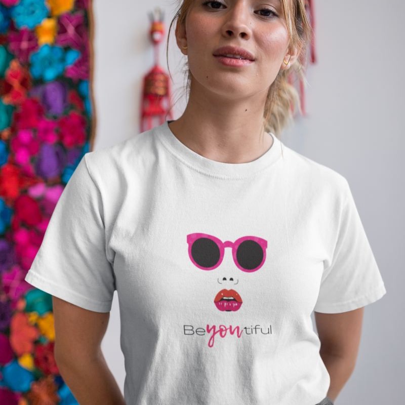 Kadın Özel Baskılı Modern Fit %100 Pamuk Bisiklet Yaka T-Shirt