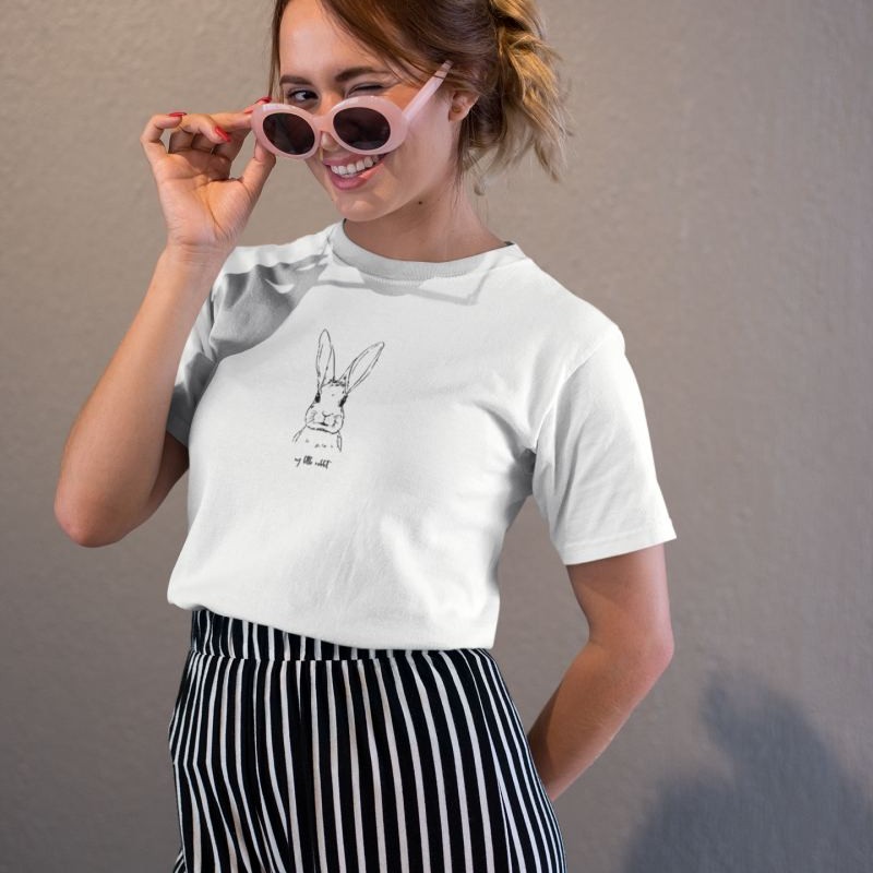 Kadın Özel Baskılı Modern Fit %100 Pamuk Bisiklet Yaka T-Shirt