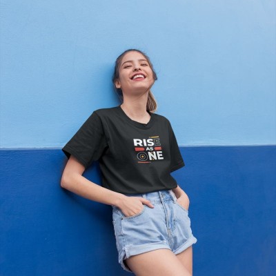 Kadın Özel Baskılı Modern Fit %100 Pamuk Bisiklet Yaka T-Shirt