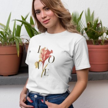 Kadın Özel Baskılı Modern Fit %100 Pamuk Bisiklet Yaka T-Shirt