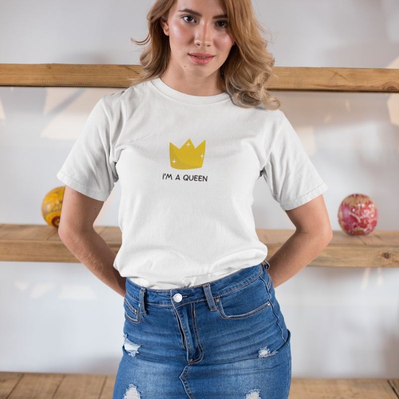 Kadın Özel Baskılı Modern Fit %100 Pamuk Bisiklet Yaka T-Shirt