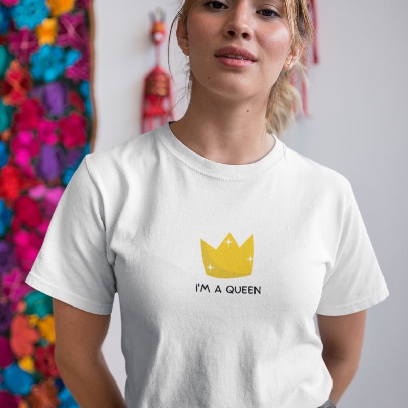 Kadın Özel Baskılı Modern Fit %100 Pamuk Bisiklet Yaka T-Shirt