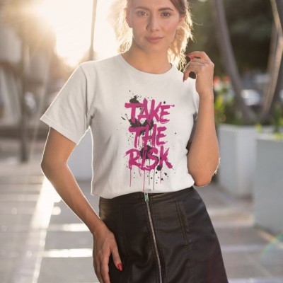 KADIN Özel Baskılı Modern Fit %100 Pamuk Bisiklet Yaka T-Shirt