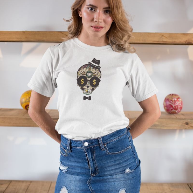 Kadın Özel Baskılı Modern Fit %100 Pamuk Bisiklet Yaka T-Shirt