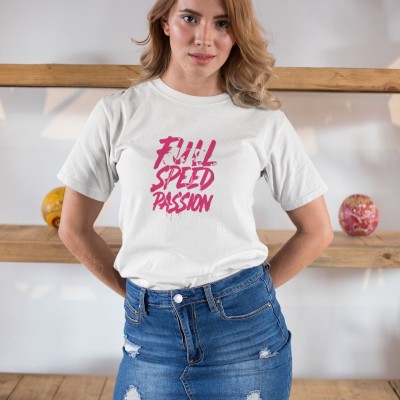 Kadın Özel Baskılı Modern Fit %100 Pamuk Bisiklet Yaka T-Shirt