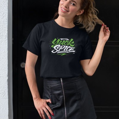Kadın Özel Baskılı Modern Fit %100 Pamuk Bisiklet Yaka T-Shirt