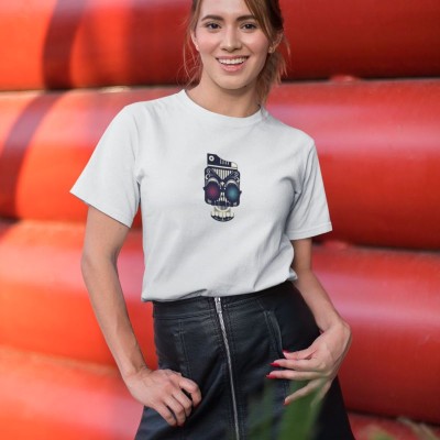 Kadın Özel Baskılı Modern Fit %100 Pamuk Bisiklet Yaka T-Shirt