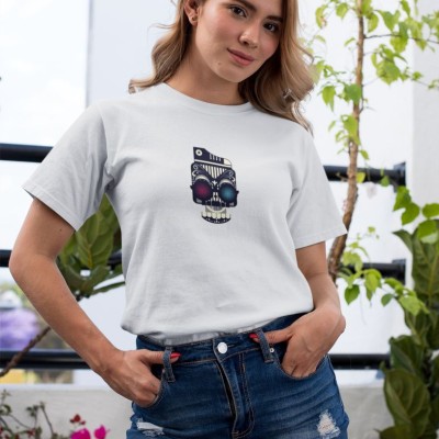 Kadın Özel Baskılı Modern Fit %100 Pamuk Bisiklet Yaka T-Shirt