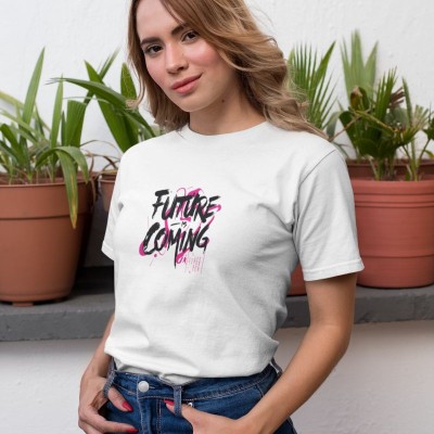 Kadın Özel Baskılı Modern Fit %100 Pamuk Bisiklet Yaka T-Shirt