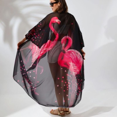Kadın Rahat Kesim Şifon Kimono - Siyah
