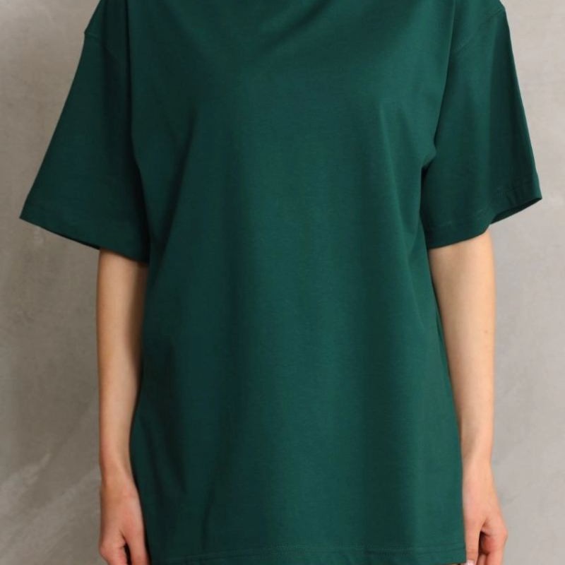 Kadın Regular Fit Tişört Bisiklet Yaka Yazlık Kısa Kol Basıc T-Shirt - Yeşil