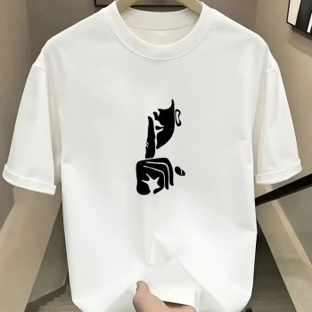 Kadın T-Shirt Bisiklet Yaka Kısa kol Baskılı tişört - Beyaz