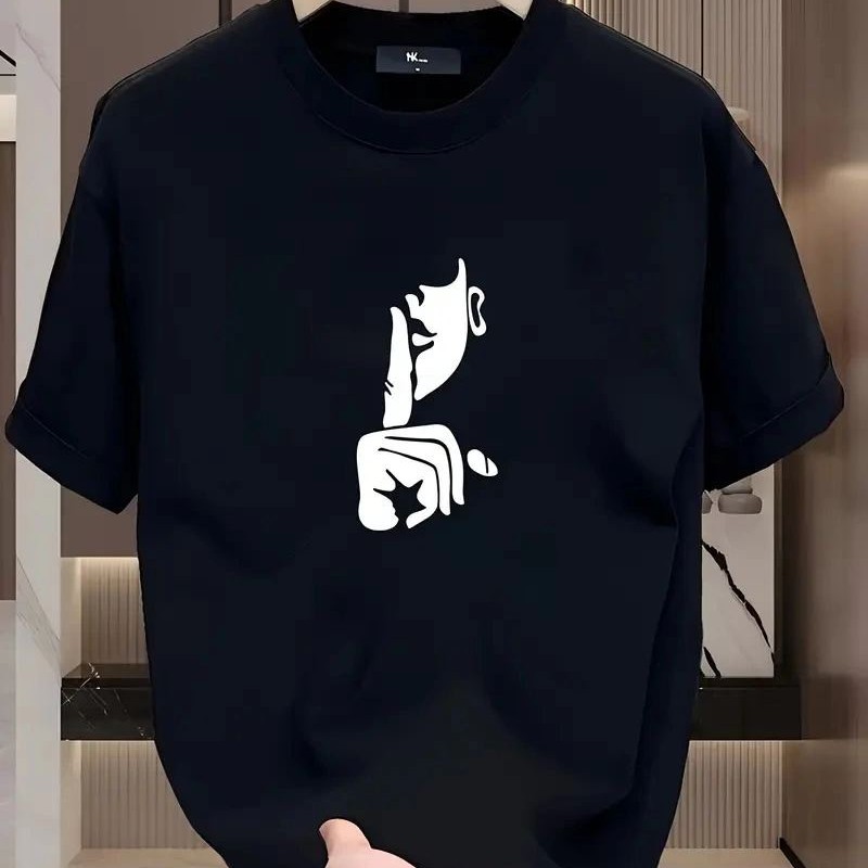 Kadın T-Shirt Bisiklet Yaka Kısa kol Baskılı Tişört - Siyah