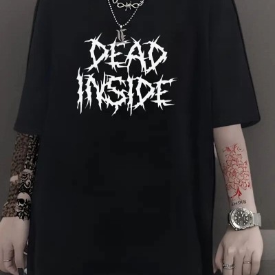Kadın T-shirt Bisiklet Yaka Oversize Kısa Kollu Tişört - Siyah