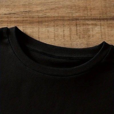 Kadın Tişört Ayı Baskılı Bisiklet Yaka Yazlık Kısa Kol T-shirt - Siyah
