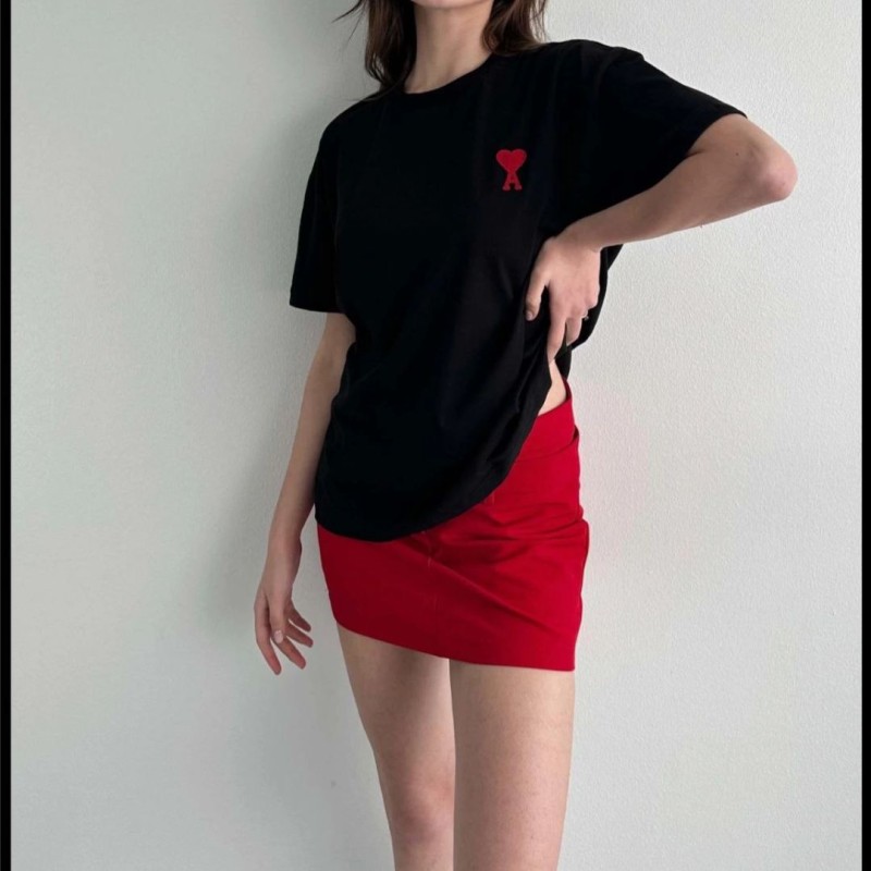 Kadın Tişört Bisiklet Yaka Baskılı Oversize Kısa Kol T-Shirt - Siyah