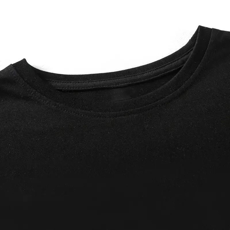 Kadın Tişört Bisiklet yaka kısa kol Eğlenceli Karikatür T-shirt - Siyah