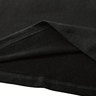 Kadın Tişört fiyonk baskılı Bisiklet yaka yazlık Kısa Kol oversize t-shirt - Siyah
