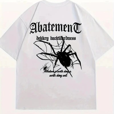 Kadın Tişört Örümcek Baskılı Bisiklet Yaka T-shirt - Beyaz