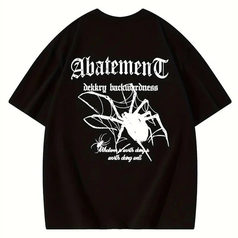 Kadın Tişört Örümcek Baskılı Bisiklet Yaka T-shirt - Siyah