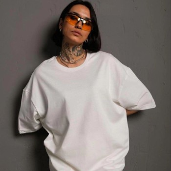 Kadın Tişört Yazlık Düz Kısa kol Penye T-shirt - Beyaz